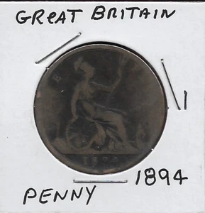 GROSSER BRITISCHER PENNY 1894 VG ZWEITER PREISGEBER PORTRÄT (BRÖTCHENKOPF) VON VICTORIA FACI - Bild 1 von 2