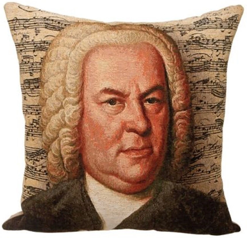 18" 45CM FAMOUS COMPOSERS "BACH" BELGIAN TAPESTRY CUSHION COVER WITH ZIP, 1831 - Image 1 of 4