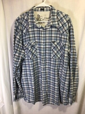 Camisa Bullhead Azul a Cuadros 2XL Algodón Estilo Occidental Manga Larga A Presión B10 Foto 1 de 4