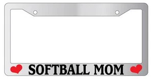 Chrome License Plate Frame SOFTBALL MOM Auto Accessory Novelty - Picture 1 of 1