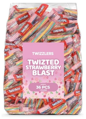 Caramelo de regaliz Strawberry Blast Pull-N-Peel, paquete a granel de 1 lb (aprox. 36... Foto 1 de 4