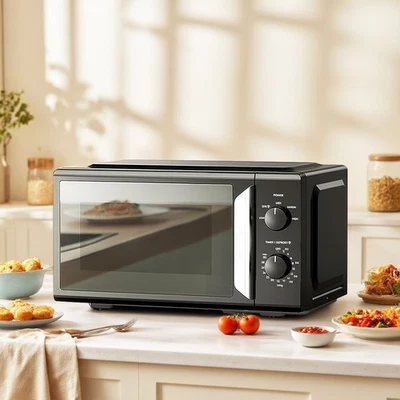 COMFEE 19L 700W Black and Mirror Mini Microwave Oven Manual Timer Mirror Design - Image 1 of 4