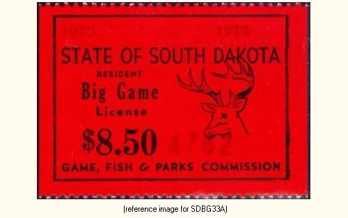 HALFPRICEHUNT South Dakota Big Game 1975 $8.50 (red [g#]) - Image 1 of 1