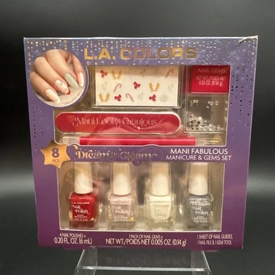 L.A. Conjunto de manicura y gemas punta francesa glamurosa de 8 piezas esmalte de uñas lima capa superior Foto 1 de 2