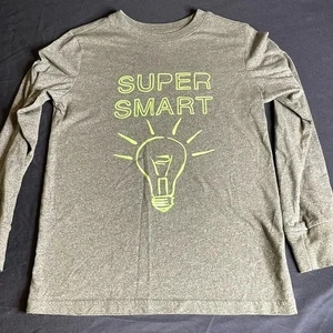 Cat & Jack "Super Smart" Long Sleeve Shirt, Boys Size Medium 8/10 - Picture 1 of 5