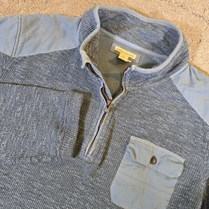 Suéter Carbon2Cobalto Para Hombres 1/4 Cremallera Grande Azul Bolsillo en el Pecho Pullover Chaqueta Preparación - Imagen 1 de 10