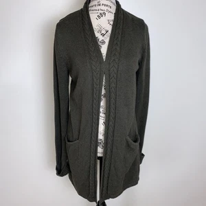 Cárdigan largo suéter Tahari para mujer XS beige tostado tejido con cable mezcla de algodón largo - Imagen 1 de 10
