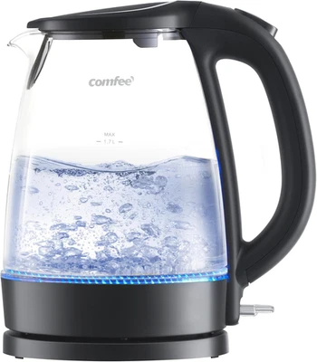 Electric Kettle, 1.7L Hot Water Boiler, 1500W Fast Boil, Glass Electric Tea Kett - Image 1 of 4
