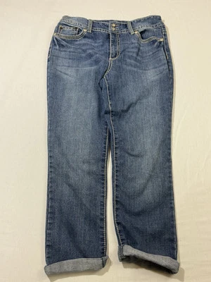 Code Bleu Marielle Jeans Embroidered Rhinestone Studded Size 10 Reg Cuffed Hems - Image 1 of 4