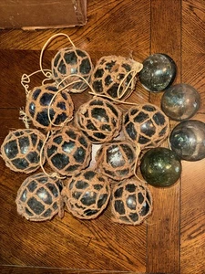 GALLEGGIANTI da Pesca in Vetro Giapponesi Vintage Lotto 15 Reti Semplici Decorazione Nautica Appx 3" - Foto 1 di 7