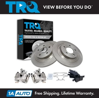 TRQ Rear Brake Calipers Ceramic Pads & Rotors Fits 2007-2008 Mazda 5 - Image 1 of 4