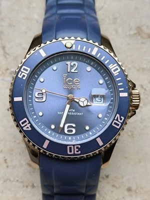 Ice-Watch Blau Gold Farbe Datum Gummi Armband Watch - Bild 1 von 4