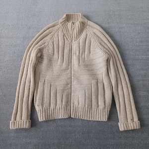 Maglione donna vintage Peter G's General Store 100% lana L avena full zip - Foto 1 di 9