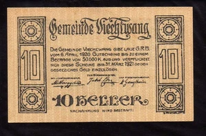VIECHTWANG    - AUSTRIA NOTGELD -   10 Heller - Picture 1 of 2
