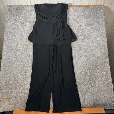 White House Black Market Strapless Peplum WIde Leg Jumpsuit 12 Date Night Glam - Image 1 of 4