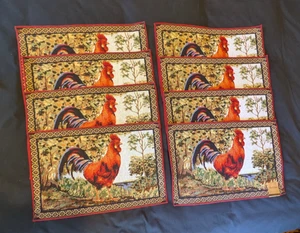 Parker B Smith Set of 8 Rooster Chicken Placemats Country Farmhouse 19" x 13" - Picture 1 of 8