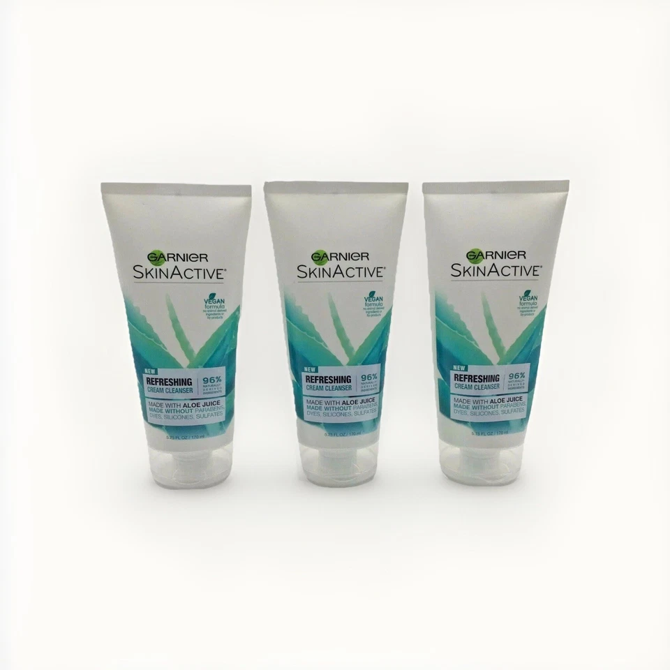 3 Garnier SkinActive  VEGAN Cream Cleanser Makeup Removing Cracked Caps - Image 1 of 1