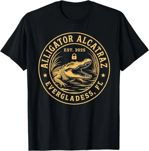 Alligator Alcatraz T-Shirt Florida Everglades Parody Design T-Shirt Funny Gift - Picture 1 of 11