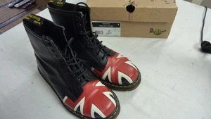 Dr Martens Womens Union Jack Flag 8 Eye Leather Ankle Boots Size UK 8 US 10 - Picture 1 of 8