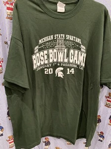 Michigan State Spartans 2014 Rose Bowl Game T Shirt Mens 2XL Green Crew Neck - Picture 1 of 5