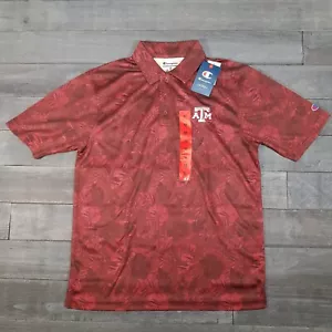 CHAMPION Texas A&M Aggies Golf Polo Mens MEDIUM Floral Tropical Football - Picture 1 of 6