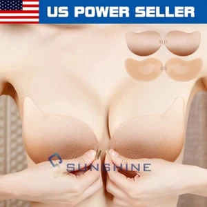 Silicone Gel Invisible Bra Self-adhesive Push Up Strapless Backless Stick On - Picture 1 of 12