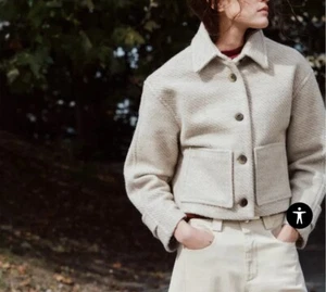 Chaqueta ZARA NUEVA CON ETIQUETAS Corta Cálida Recortada Mezcla Lana Talla Pequeña 8741/280 - Imagen 1 de 4