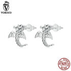 Voroco Real S925 Silver Flying Dragon Stud Earrings Jewelry Fashion Women Gifts