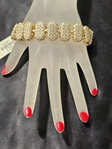 TALBOTS bracelet gold tone many tiny crystals with extension chain NWT - Picture 1 of 7