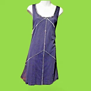 SACHIN + BABI for ANKASA navy silk tulle mesh embellished mini dress S 3F - Picture 1 of 7
