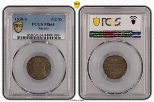 Coin Silver Saxony 1/12 Taler 1830 in Holder PCGS MS64 Top Pop 1/0 nswleipzig - Picture 1 of 2