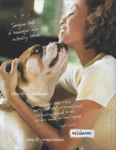 PETSMART 1-Page PRINT AD 2005 2006 cute BULLDOG licking owner's chin - Picture 1 of 1