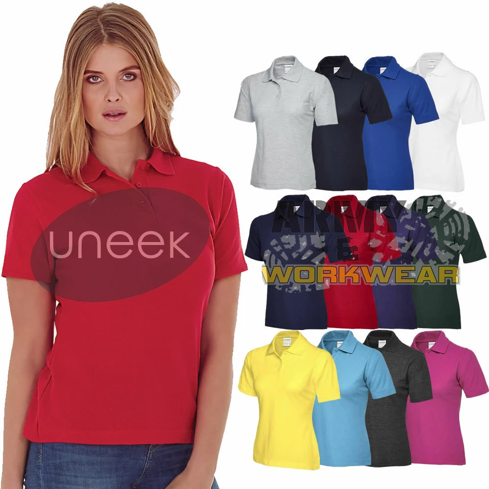Uneek Ultra Cotton Poloshirt Short Sleeve Ladies Workwear Smart Tee Unisex Top