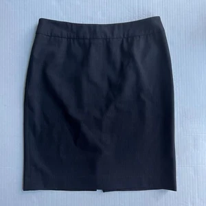 Armani Collezioni Italy Wool Pencil Skirt Womens 8 Black Pinstripe Lined Stretch - Picture 1 of 6
