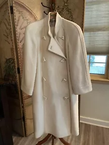 VTG Bonwit Teller JAEGER Women’s Sz10 Wool Dress Coat Midi Cream Bust34 Hip36 GB - Picture 1 of 24