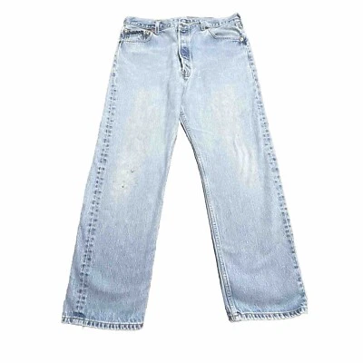 Vintage USA Levis 501 Jeans Mens 38x33 Medium Wash Blue Heavy Fade - Image 1 of 4