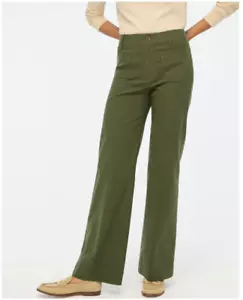 J Crew Womens Green Lizzie Wide Leg Pants Patch Pocket High Rise Size 32 NWT - Picture 1 of 10