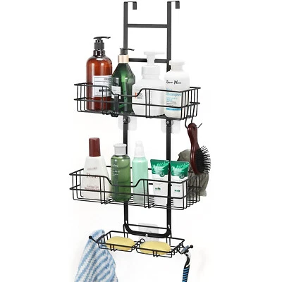 Over the Door Hanging Shower Caddy, No Drilling Adhesive Shower Organizer w/Hook - Image 1 of 4