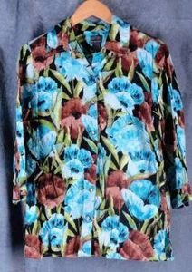 Chico's 1 Medium Additions 3/4 Sleeve Spring Green Forest Print 3/4 Sleeve Knit - Picture 1 of 3