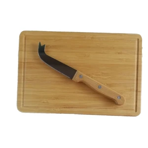 Tablero de queso 9 x 6" y cuchillo servidor de charcutería bonito grano de madera años 70 de colección - Imagen 1 de 6