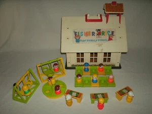 Vintage Fisher Price Schoolhouse w/ Furniture / People & Playground Toys - Picture 1 of 10