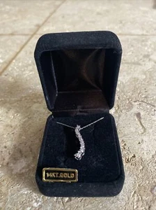 New 14kt Solid White Gold Diamond Necklace Pendant 18” #2362 - Picture 1 of 5