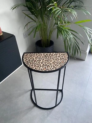 Half moon modern style console side coffee table - Leopard Giraffe Zebra print - Image 1 of 4