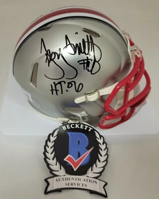 Minicasco Riddell Speed firmado por Troy Smith Ohio State FLASH con certificado de autenticidad HT'06 Beckett Foto 1 de 3