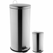 Set of metal trash baskets 30L + 3L, color silver