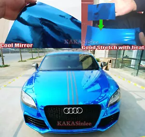 Hoja de pegatinas elástica hágalo usted mismo pieza de automóvil azul espejo brillante cromado vinilo - AB - Imagen 1 de 11