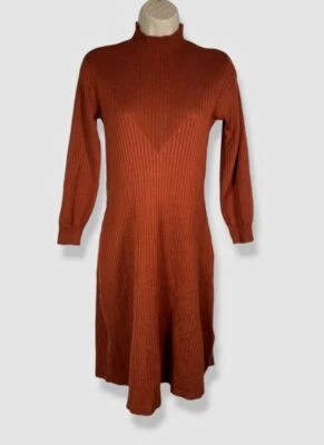 Signature by Robbie Bee Women's Orange Ribbed Sweater Dress Petite Size PM - Image 1 of 3