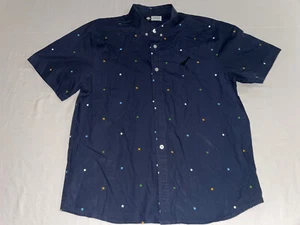 LRG Lifted Research Group Short Sleeve Button up Shirt- Size Medium Blue Stars - Picture 1 of 2