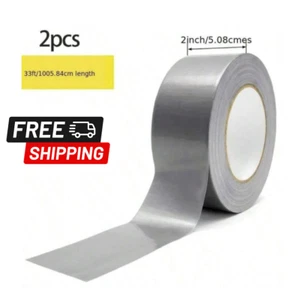 2x Heavy-Duty Silver Duct Tape, 33ft X 2in All Weather And Tear By Hand For DIY - Picture 1 of 6