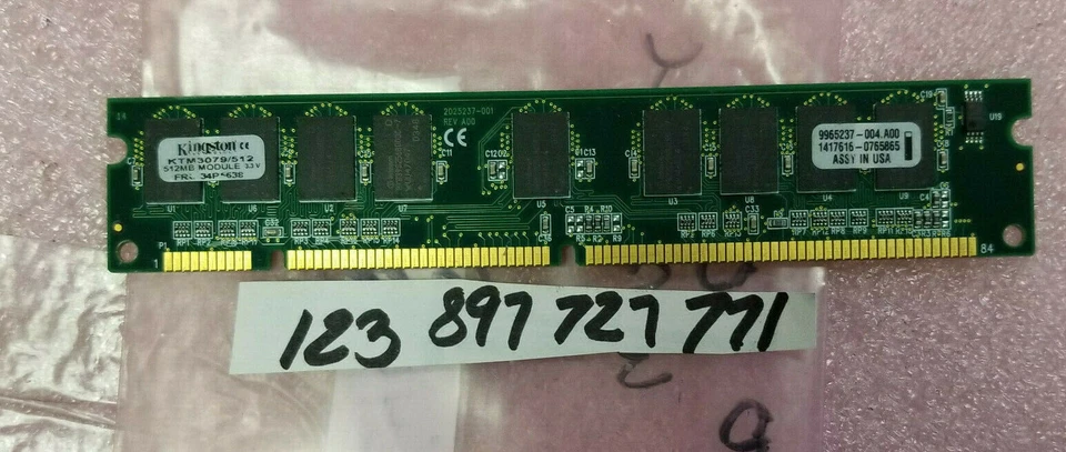  512MB 2RX8 PC 133  SDRAM  PC133  CL3  168PIN DIMM  ECC NON-REG DUAL RANK 32X8  - Image 1 of 1